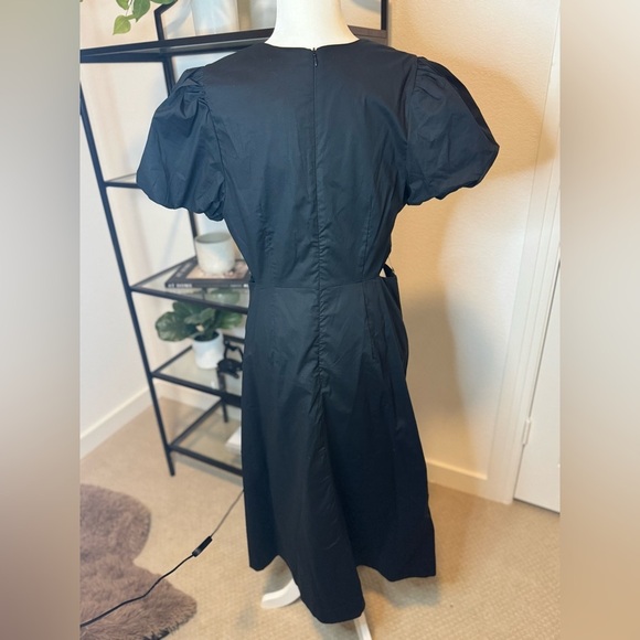 NWT Scoop Women's Cut Out Midi Dress with Puff Sleeves Black Size L - Picture 8 of 8